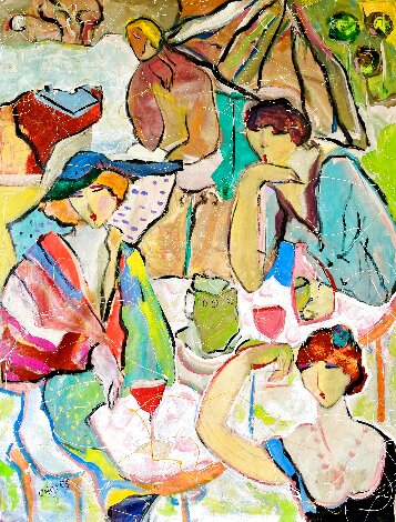 Gossip Girls 2002 60x46 Huge Original Painting - Giora Angres