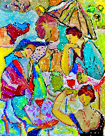 Gossip Girls 2002 52x46 Huge Original Painting by Giora Angres - 1