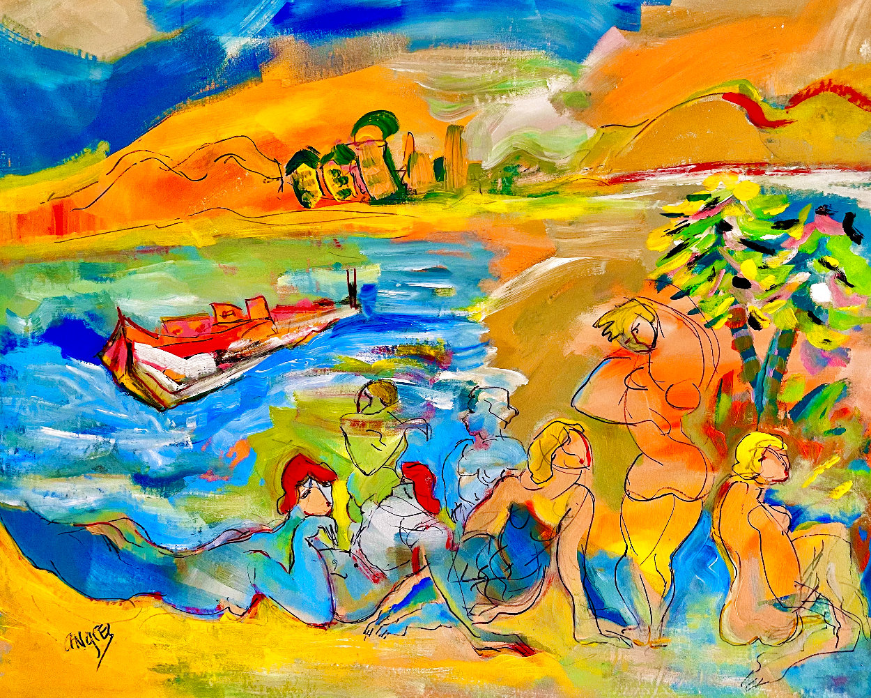 Maui -  Finding Paradise 2004 48x52 Huge Original Painting by Giora Angres