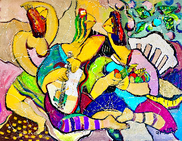 Playing Footsies 2014 48x58 Huge Original Painting - Giora Angres Playing Footsies 2014 48x58 Huge Original Painting - Giora Angres
