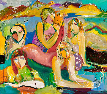 Beach Buddies 2017 48x52 Huge Original Painting - Giora Angres Beach Buddies 2017 48x52 Huge Original Painting - Giora Angres