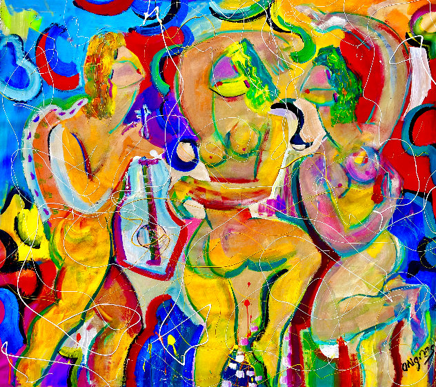 Party Time 2020 48x52 Huge Original Painting by Giora Angres