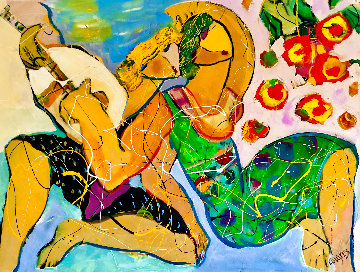 Bed of Roses 2004 34x44 Huge Original Painting - Giora Angres Bed of Roses 2004 34x44 Huge Original Painting - Giora Angres