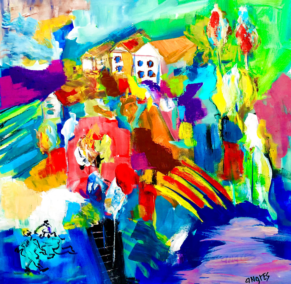 Happy House in the Morning 1994 30x28 Original Painting by Giora Angres Happy House in the Morning 1994 30x28 Original Painting by Giora Angres