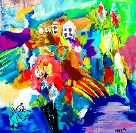 Happy House in the Morning 1994 30x28 Original Painting by Giora Angres - 0 Happy House in the Morning 1994 30x28 Original Painting by Giora Angres - 0
