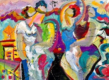 San Francisco Twilight 2021 48x54 Huge Original Painting - Giora Angres San Francisco Twilight 2021 48x54 Huge Original Painting - Giora Angres