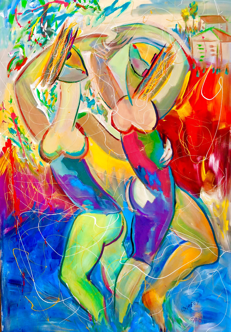 Malibu Beach Girls 2018 52x38 Huge Original Painting by Giora Angres Malibu Beach Girls 2018 52x38 Huge Original Painting by Giora Angres