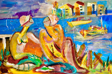 Art Deco Ladies 2016 36x48 Huge Original Painting - Giora Angres Art Deco Ladies 2016 36x48 Huge Original Painting - Giora Angres