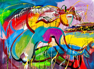 Surf Lessons 2020 48x54 Huge Original Painting - Giora Angres Surf Lessons 2020 48x54 Huge Original Painting - Giora Angres