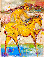Bareback on the Beach 2021 58x46  Huge Original Painting by Giora Angres - 1
