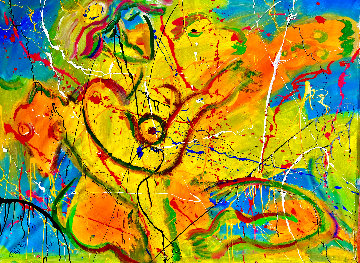 Woman Dreaming 2021 48x60 Super Huge Original Painting - Giora Angres Woman Dreaming 2021 48x60 Super Huge Original Painting - Giora Angres