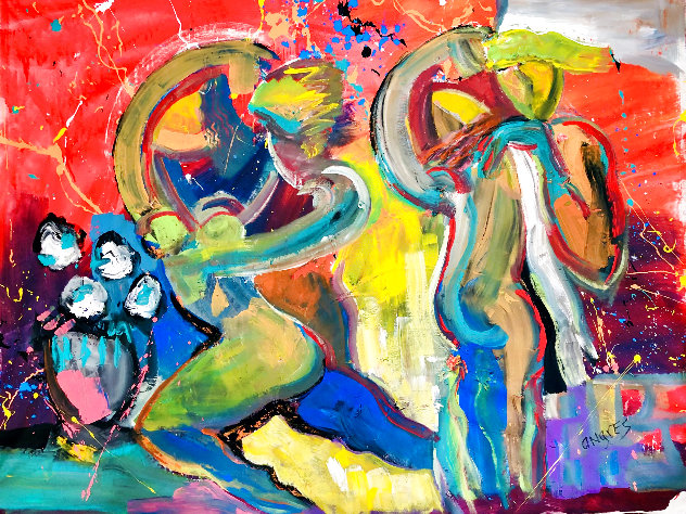 Love Forever 2021 48x60  Huge Original Painting by Giora Angres
