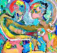 Pueblo Dance Original 2021 48x60 Huge Original Painting by Giora Angres - 2
