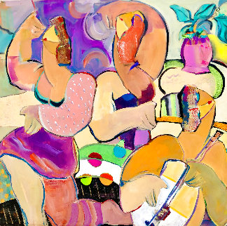 Good Times 2002 48x48 Huge Original Painting - Giora Angres Good Times 2002 48x48 Huge Original Painting - Giora Angres