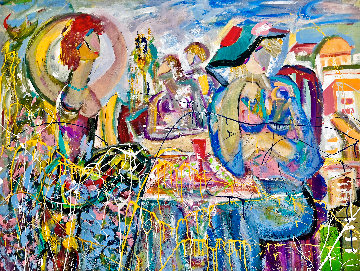 Afternoon Break 2012 40x54 Huge Original Painting - Giora Angres