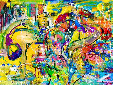 Tropical Glow 2017 48x60 Huge Original Painting - Giora Angres Tropical Glow 2017 48x60 Huge Original Painting - Giora Angres