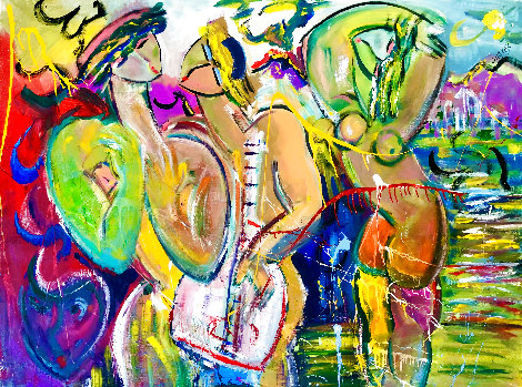 Fun in the Sun 2020 48x60 Huge Painting Original Painting - Giora Angres