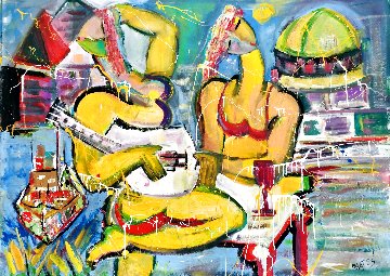 Beach Break 2002 48x54 Huge Original Painting - Giora Angres Beach Break 2002 48x54 Huge Original Painting - Giora Angres