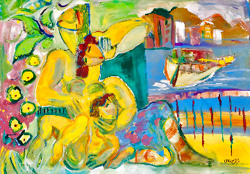 Happy Family 2018 48x58 Huge Original Painting - Giora Angres Happy Family 2018 48x58 Huge Original Painting - Giora Angres