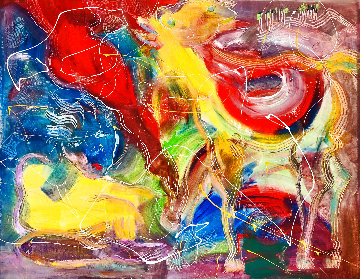 Girl With Horse 2016 48x58 Huge Original Painting - Giora Angres Girl With Horse 2016 48x58 Huge Original Painting - Giora Angres