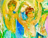 Beach Yoga 2018 48x58 Huge Original Painting by Giora Angres - 3 Beach Yoga 2018 48x58 Huge Original Painting by Giora Angres - 3