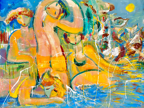Marco? Polo? 2018 48x58 Huge Painting Original Painting - Giora Angres