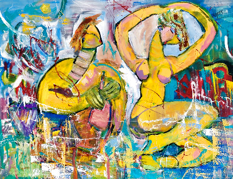 Sangria? 2018 48x58 Huge Original Painting - Giora Angres