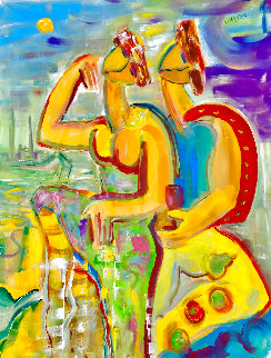 Reconciliation 2002 56x40 Huge Original Painting - Giora Angres Reconciliation 2002 56x40 Huge Original Painting - Giora Angres