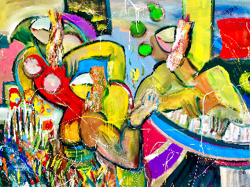 My Parisian Love Garden 2002 48x60 Huge Original Painting - Giora Angres My Parisian Love Garden 2002 48x60 Huge Original Painting - Giora Angres