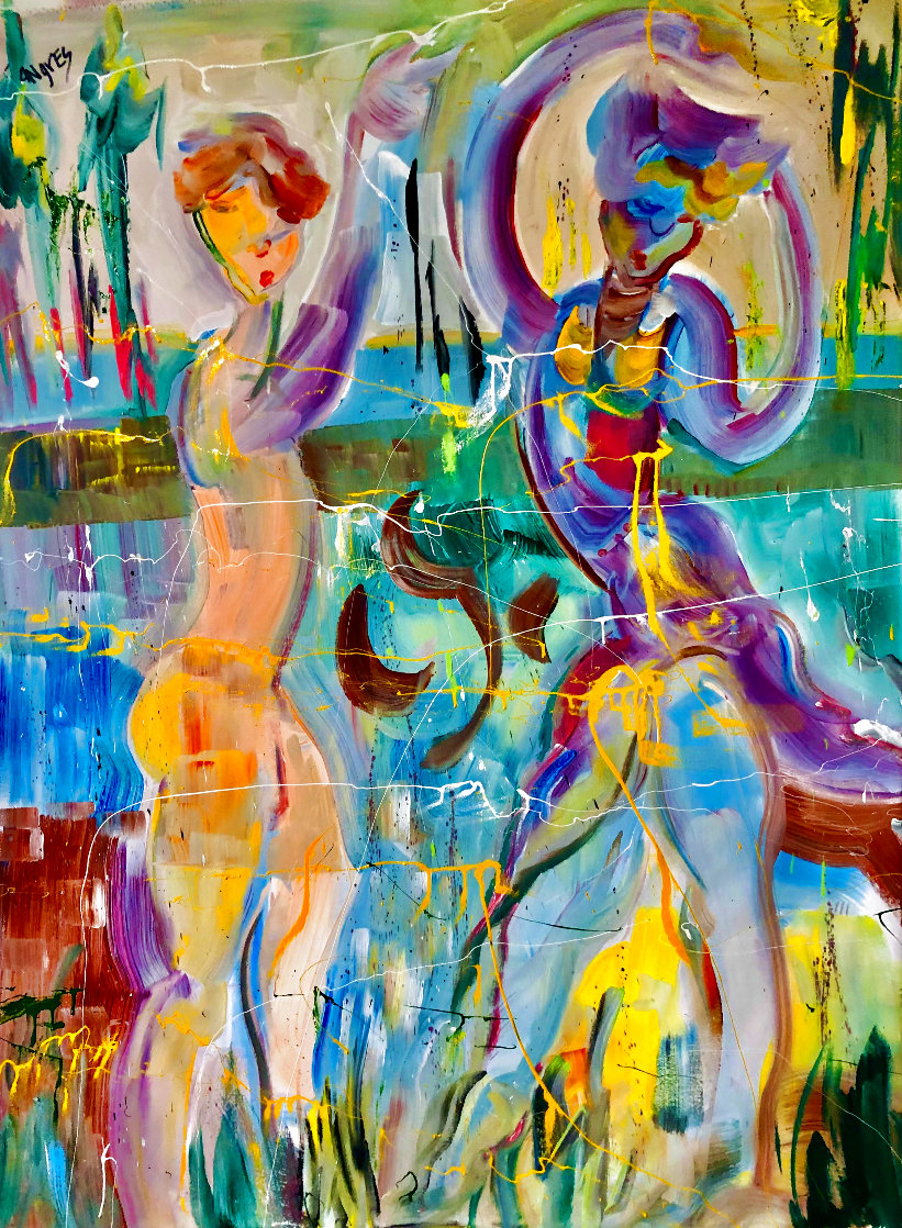Night Calypso 2021 60x48 Huge Original Painting by Giora Angres