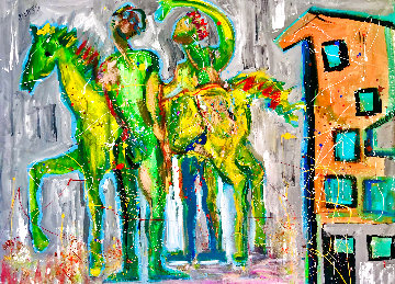 Casa De Caballo 2017 48x60 Huge Original Painting - Giora Angres Casa De Caballo 2017 48x60 Huge Original Painting - Giora Angres