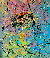 Asian Universe 2002 56x46 Huge Original Painting by Giora Angres - 1 Asian Universe 2002 56x46 Huge Original Painting by Giora Angres - 1