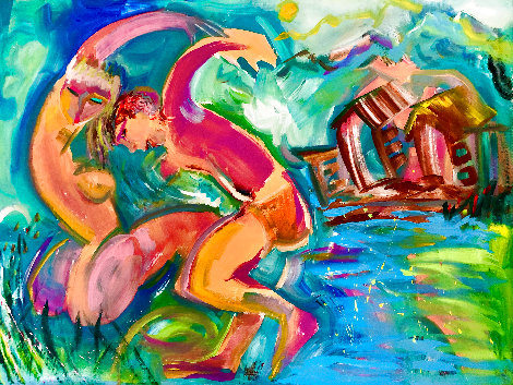Falling For You 2017 48x58 Huge Original Painting - Giora Angres