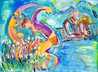 Falling for You 2017 46x58 - Mixed Media on Canvas - Huge Original Painting by Giora Angres - 1
