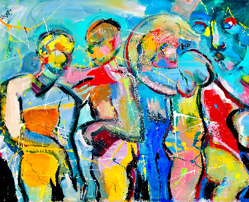 Indigo Tides 2002 48x58 Huge Original Painting - Giora Angres Indigo Tides 2002 48x58 Huge Original Painting - Giora Angres