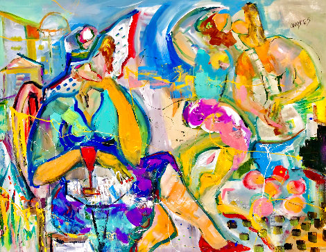 Liquid Passion 2002 48x58 Huge Original Painting - Giora Angres
