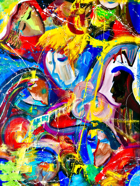 Group Therapy 2021 60x48 Huge Original Painting by Giora Angres