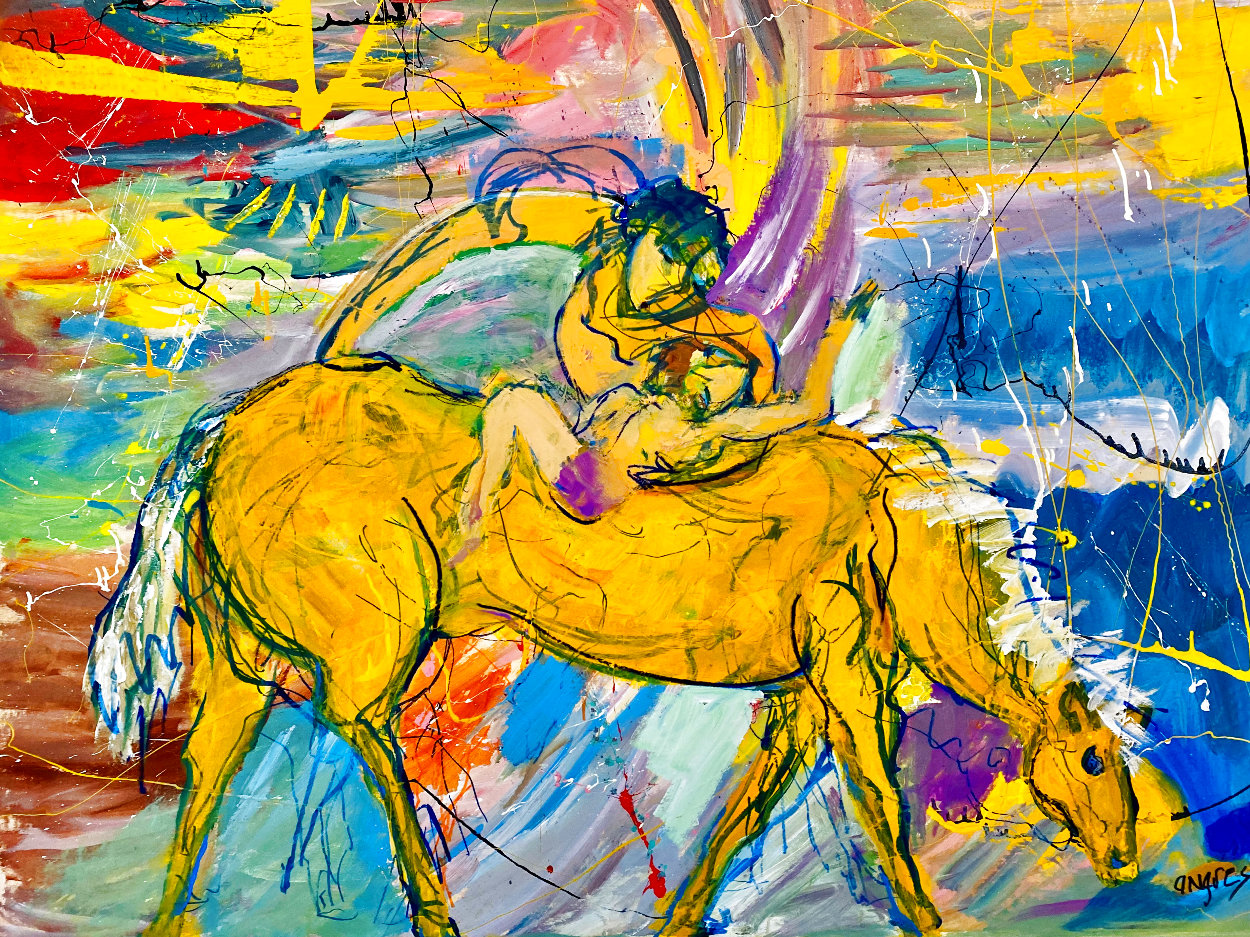 Surf Horse 2014 46x58 Huge Original Painting by Giora Angres