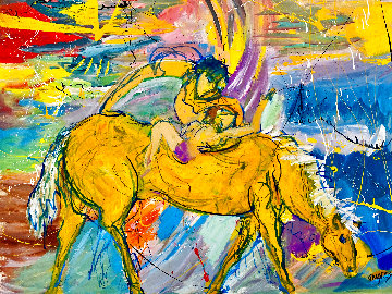 Surf Horse 2014 46x58 Huge Original Painting - Giora Angres Surf Horse 2014 46x58 Huge Original Painting - Giora Angres