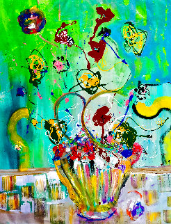 Imaginary Bouquet 2018 60x48 Huge  Original Painting - Giora Angres