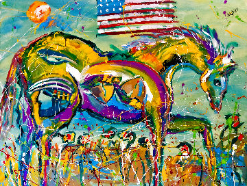Thanks Giving to the Patriot Horses 2021 48x60 Huge Original Painting - Giora Angres Thanks Giving to the Patriot Horses 2021 48x60 Huge Original Painting - Giora Angres