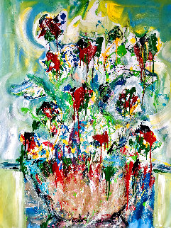 Universal Bouquet 2021 60x48 Huge Original Painting - Giora Angres