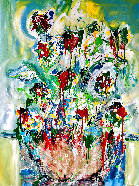 Universal Bouquet 2021 60x48 Huge Original Painting by Giora Angres