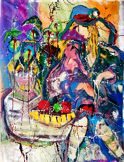 Private Moment 1999 60x48 Original Painting - Giora Angres Private Moment 1999 60x48 Original Painting - Giora Angres