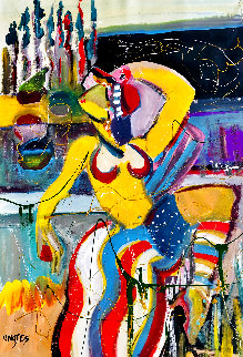 Balls in the Air 1998 42x30 Original Painting - Giora Angres Balls in the Air 1998 42x30 Original Painting - Giora Angres