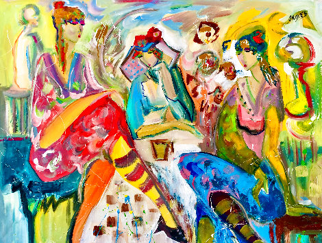 Love Those Leggings 1992 48x60 Early Original Painting - Giora Angres