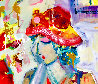 Girl With Red Hat 1992 48x31 Huge  Early Original Painting by Giora Angres - 2