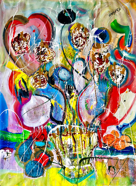 Love's Bouquet 2018 60x48 Huge Original Painting by Giora Angres