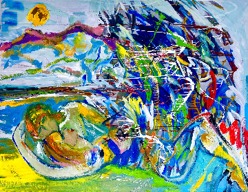 Moon Lovers 2020 48x60 Original Painting - Giora Angres Moon Lovers 2020 48x60 Original Painting - Giora Angres