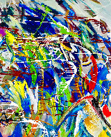 Moon Lovers 2020 48x60 Original Painting by Giora Angres - 3 Moon Lovers 2020 48x60 Original Painting by Giora Angres - 3